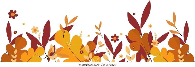 Vector illustration. Autumn leaves, autumn composition. Horizontal banner. Isolated background.