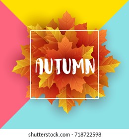 Vector illustration of Autumn leaves flyer template with lettering