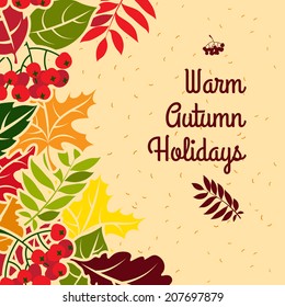 Vector Illustration Autumn leaves frame. Flat style