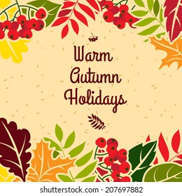 Vector Illustration Autumn leaves frame. Flat style