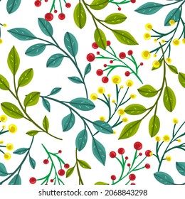 Vector illustration. Autumn leaves, light  background, seamless pattern