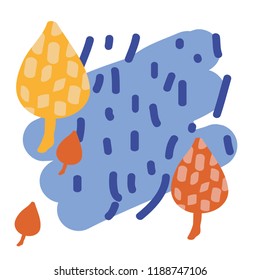 
vector illustration. autumn leaves, puddles, rain