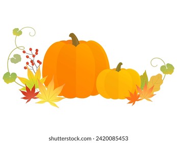 Ilustración vectorial de hojas y calabaza otoñales