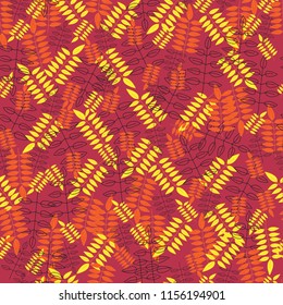 Vector illustration of autumn leaves seamless pattern. Floral organic background. Print for textile