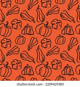 Vector illustration autumn mood. Seamless pattern. Fall season items background