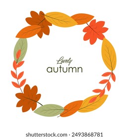 Vector illustration. Autumn ornament, autumn leaves, design element. Modern design. Circle, frame. Autumn composition.