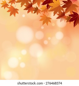 Vector illustration of Autumn Pastel Color Bokeh Background with blurry white circles