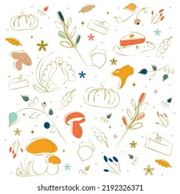 Vector illustration. Autumn pattern. Autumn theme. Thanksgiving and Halloween. Pattern for textile products.