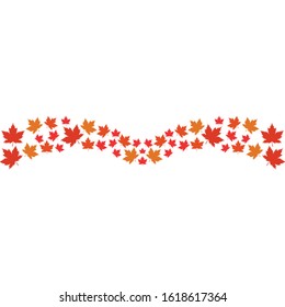Vector illustration of autumn red, orange and yellow maple leaves on white background. Template for greeting card, poster, promotion, flyer, advertising, personal or company logo.