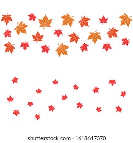 Vector illustration of autumn red, orange and yellow maple leaves on white background. Template for greeting card, poster, promotion, flyer, advertising, personal or company logo.