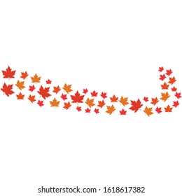 Vector illustration of autumn red, orange and yellow maple leaves on white background. Template for greeting card, poster, promotion, flyer, advertising, personal or company logo.