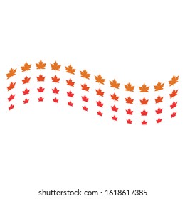 Vector illustration of autumn red, orange and yellow maple leaves on white background. Template for greeting card, poster, promotion, flyer, advertising, personal or company logo.