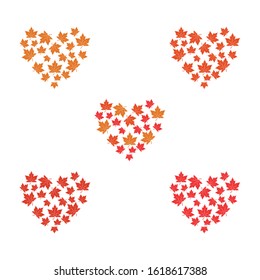 Vector illustration of autumn red, orange and yellow maple leaves on white background. Template for greeting card, poster, promotion, flyer, advertising, personal or company logo.