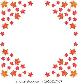 Vector illustration of autumn red, orange and yellow maple leaves on white background. Template for greeting card, poster, promotion, flyer, advertising, personal or company logo.