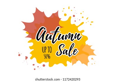 Vector illustration of Autumn Sale banner. Clearance design, sale, discount, marketing price tag. EPS 10
