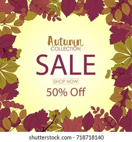 Vector illustration of Autumn sale banner