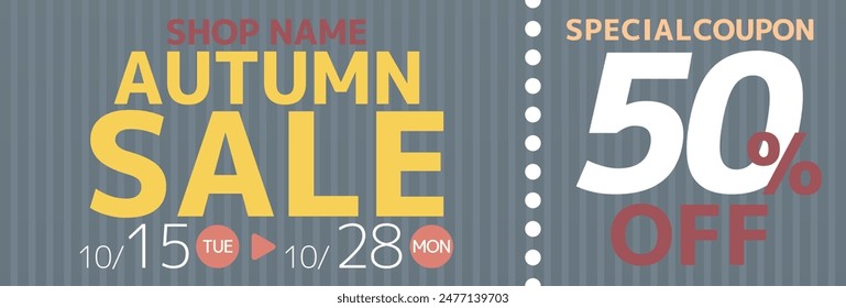 Vector illustration of autumn sale coupon banner