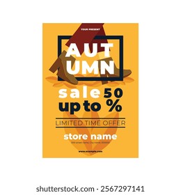 Vector illustration of autumn sale flyer poster template design