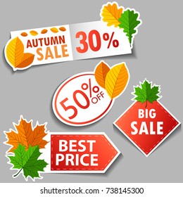 Vector illustration of Autumn sale stickers set