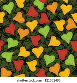 Vector illustration autumn seamless pattern with colorful leave popping up