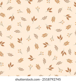 Vector illustration autumn seamless pattern with leaves