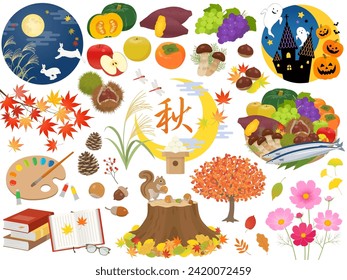 Vector illustration of autumn set