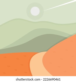 Vector illustration: autumn simple minimal geometric flat style. Nature colorful landscape geometric illustration.