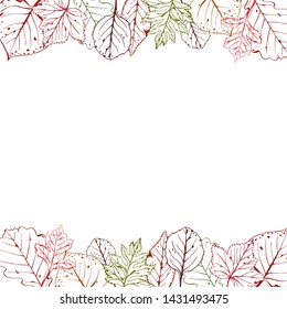 Vector illustration of autumn with space for text. Hand drawn. Seasonal illustration with leafs.