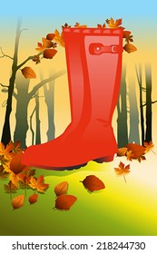 A vector illustration of Autumn template with copyspace