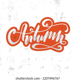 Vector illustration of Autumn text. Calligraphy background. Lettering typography poster. EPS 10