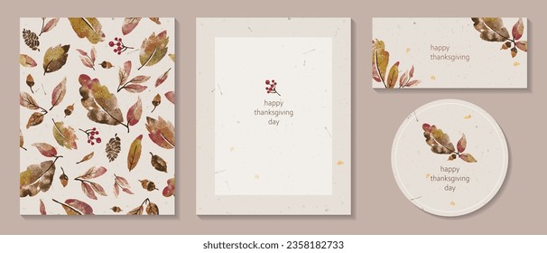 Vector illustration Autumn thanksgiving, celebration card, poster and other graphic design Set