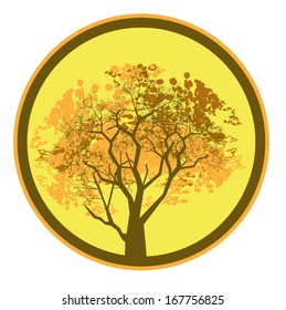 Vector illustration of autumn tree crowns in a circle