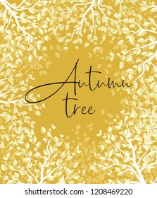 Vector illustration of an autumn tree with leaves. Autumn yellow forest