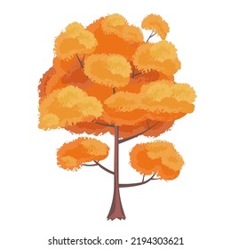 Vektorgrafik eines Herbstbaums mit orangefarbenem Blattwerk für dekorative Zwecke, Landschaftsillustrationen, Websute-Dekor usw.