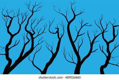 vector illustration of autumn trees on blue background