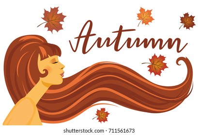 Vector illustration of an autumn woman