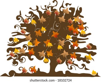 Vector illustration of autumnal tree