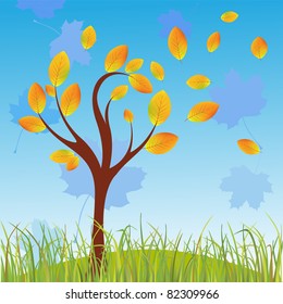 Vector Illustration of an autumnal tree