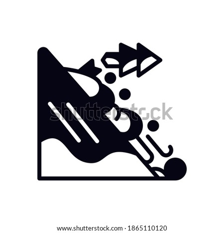 Vector illustration avalanche icon or logo black color with glyph design style