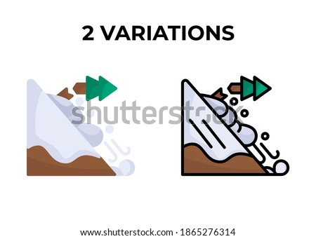 Vector illustration avalanche icon or logo black color two version with flat and lineal color design style
