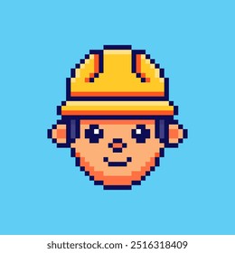 Ilustração vetorial do trabalhador de construção de avatar com Pixel Art Design, perfeito para recursos de jogo projetos temáticos