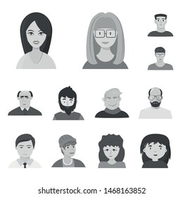 Vector illustration of avatar and creative icon. Collection of avatar and person stock symbol for web.