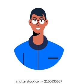 Vector Illustration With An Avatar Of A Cute Guy With Glasses