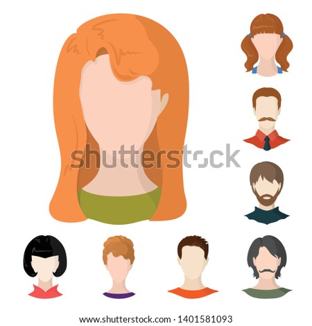 Vector illustration of avatar and dummy logo. Set of avatar and figure stock vector illustration.