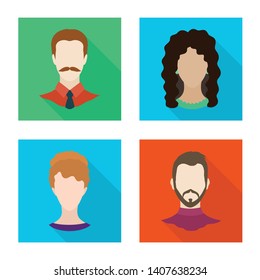 Vector illustration of avatar and dummy symbol. Set of avatar and figure stock vector illustration.