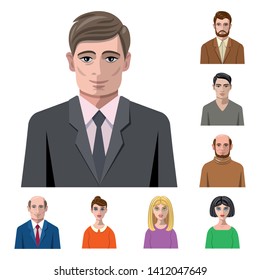 Vector illustration of avatar and face icon. Set of avatar and profile stock vector illustration.