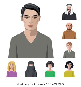 Vector illustration of avatar and face symbol. Collection of avatar and profile stock symbol for web.