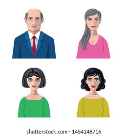 Vector illustration of avatar and face symbol. Set of avatar and profile vector icon for stock.
