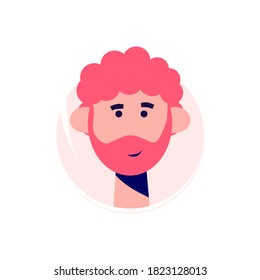 vector illustration of an avatar with frizzy hair and red beard, perfect for your identity