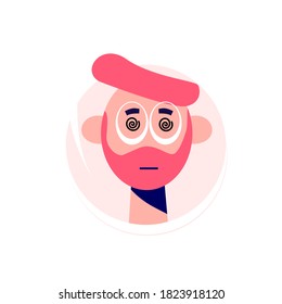vector illustration of an avatar with a sad and flat expression, red hair, perfect for your identity, emoticons etc.